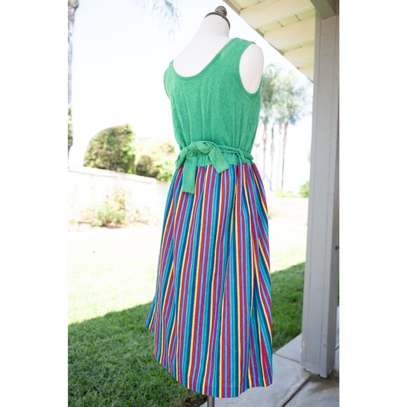 Vintage 70's Terry Cloth Rainbow Maxi Dress - Picture 3 of 6
